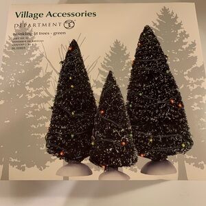 (Sold) Department 56 Twinkling Lit Trees - Green with Multicolor Lights